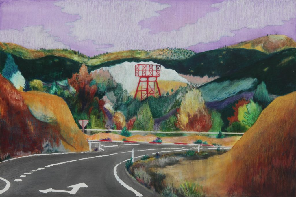 Colourful landscape drawing